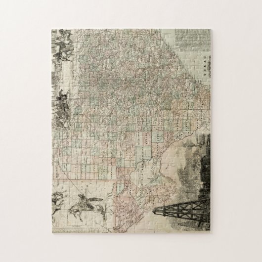 Kaart van Texas met County Borders Legpuzzel (Verticaal)