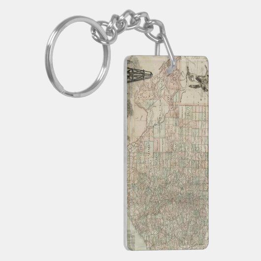 Kaart van Texas met County Borders Sleutelhanger (Voorkant Links)