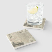 Kaart van Texas met County Borders Stenen Onderzetter (Zijkant)