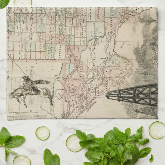 Kaart van Texas met County Borders Theedoek (Gevouwen)