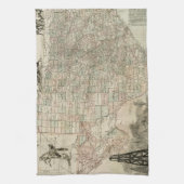 Kaart van Texas met County Borders Theedoek (Verticaal)