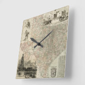 Kaart van Texas met County Borders Vierkante Klok (Hoek)