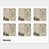 Kaart van Texas met County Borders Vierkante Sticker (Vel)