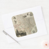 Kaart van Texas met County Borders Vierkante Sticker (Envelop)
