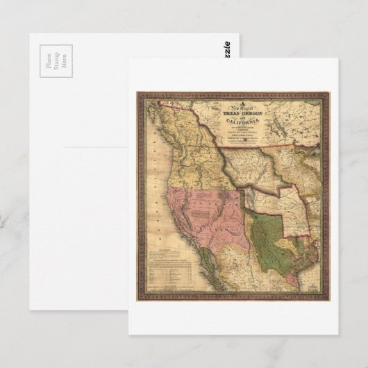 Kaart van Texas Oregon en Californië (1846) (Voorkant / Achterkant)