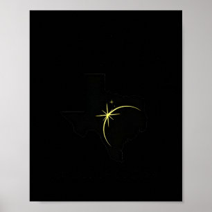 Kaart van Texas Path of Totality 04.08.2024 Totaal Poster