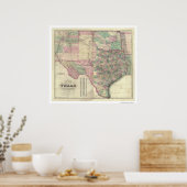 Kaart van Texas Territory door Colton 1872 Poster (Keuken)