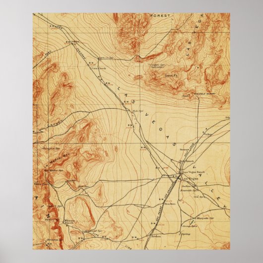  kaart van The Las Vegas Valley NV (1907) Poster (Voorkant)
