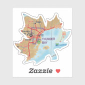 Kaart van Thunder Bay Ontario Sticker (Vel)