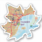 Kaart van Thunder Bay Ontario Sticker (Voorkant)
