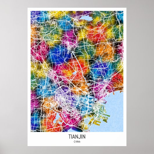 Kaart van Tianjin China Poster (Voorkant)