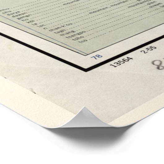 Kaart van Tibet (1955) Poster (Hoek)