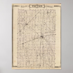 Kaart van Tipton County Poster