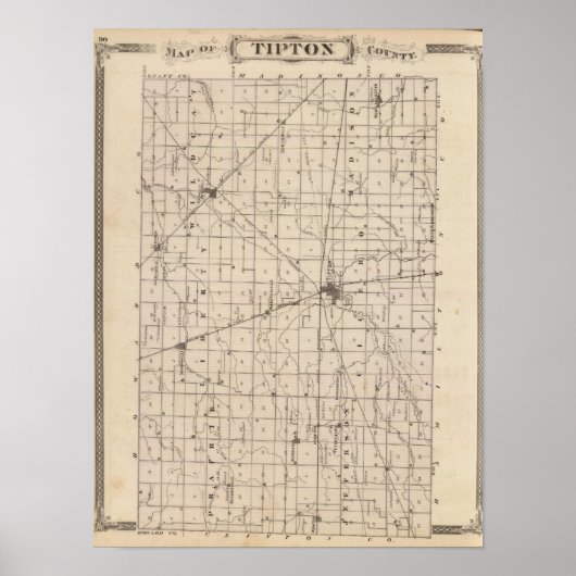 Kaart van Tipton County Poster (Voorkant)