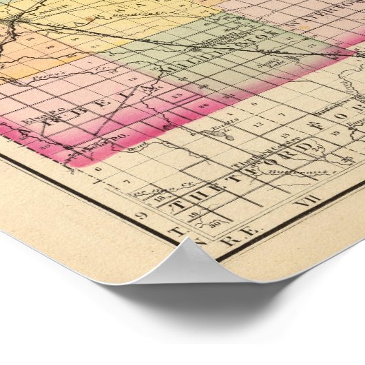 Kaart van Tocola County, Michigan Poster (Hoek)