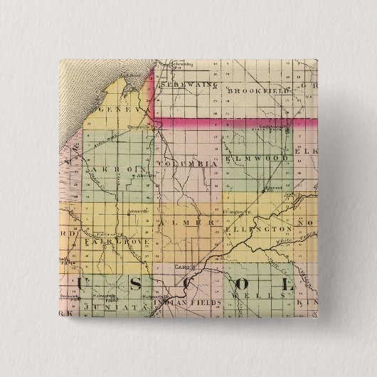 Kaart van Tocola County, Michigan Vierkante Button 5,1 Cm (Voorkant)