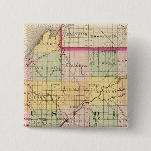 Kaart van Tocola County, Michigan Vierkante Button 5,1 Cm