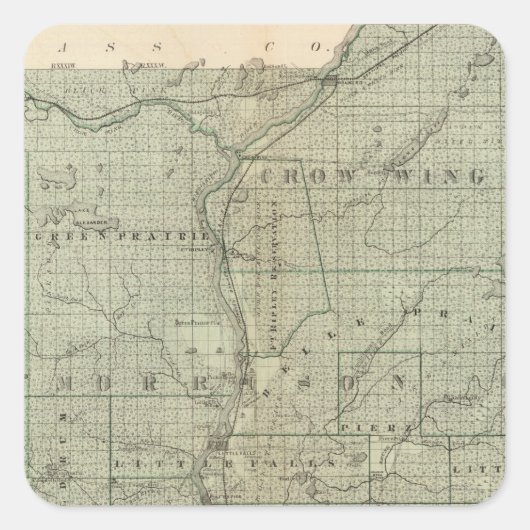 Kaart van Todd, Morrison, Minnesota Vierkante Sticker (Voorkant)
