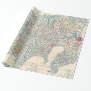 kaart van Tokio en de berg Fuji Japan (1843) Cadeaupapier