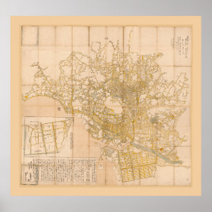 Kaart van Tokio, Japan (1676) Poster