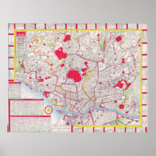 kaart van Tokio Japan (1880) Poster