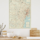 kaart van Tokio Japan (1954) Poster (Keuken)