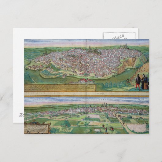 Kaart van Toledo en Valladolid, van 'Civitates Orb (Voorkant / Achterkant)