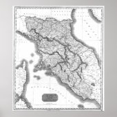  kaart van Toscane (1814) BW Poster (Voorkant)