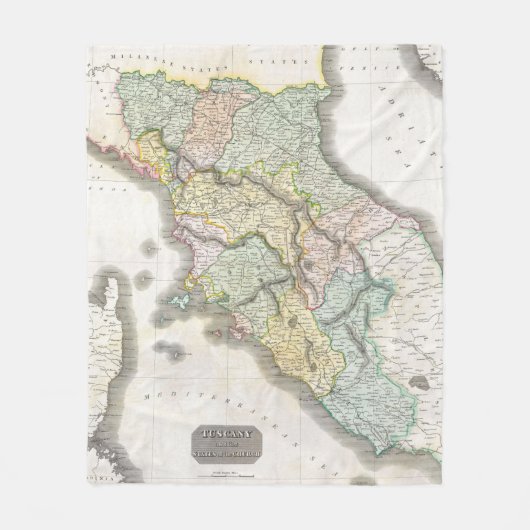 kaart van Toscane (1814) Fleece Deken (Voorkant)