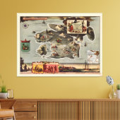 Kaart van Treasure Island door Robert Louis Steven Canvas Afdruk (Insitu (Woonkamer))