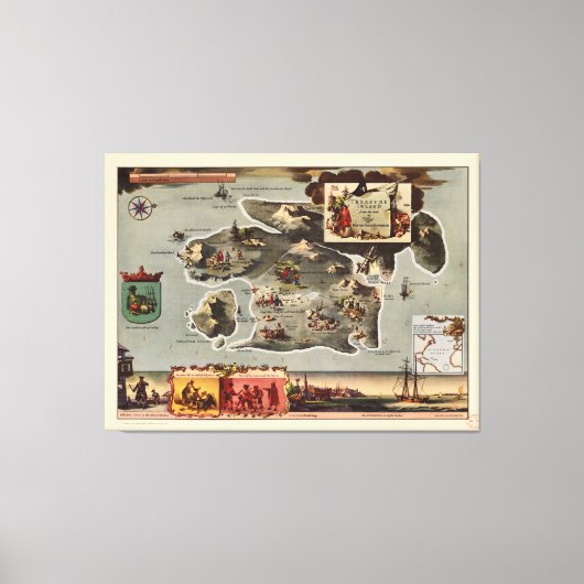 Kaart van Treasure Island door Robert Louis Steven Canvas Afdruk (Voorkant)