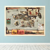 Kaart van Treasure Island door Robert Louis Steven Canvas Afdruk (Insitu (Houten vloer))