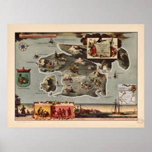 Kaart van Treasure Island door Robert Louis Steven Poster