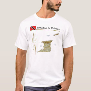 Kaart van Trinidad en Tobago + Vlag + Titel T-Shir T-shirt