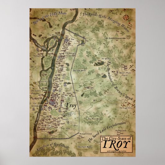 Kaart van Troy, New York Poster (Voorkant)
