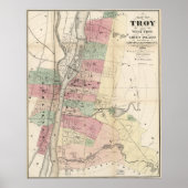  kaart van Troy NY (1874) Poster (Voorkant)