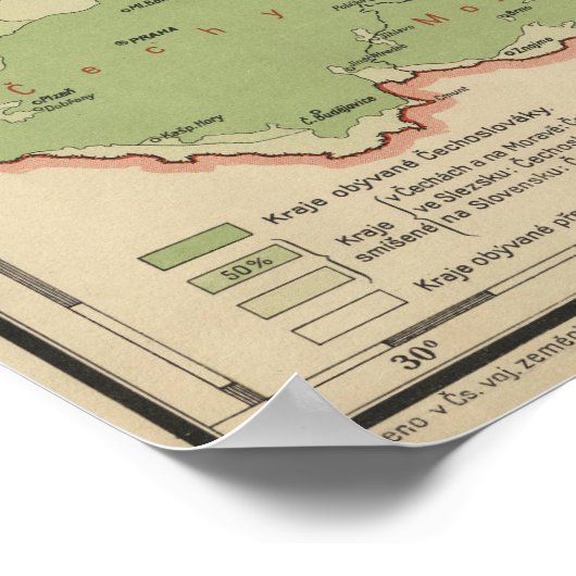 kaart van Tsjechië (1920) Poster (Hoek)