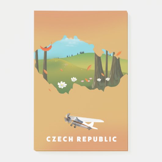Kaart van Tsjechische republiek geïllustreerde pri Post-it® Notes (Voorkant)