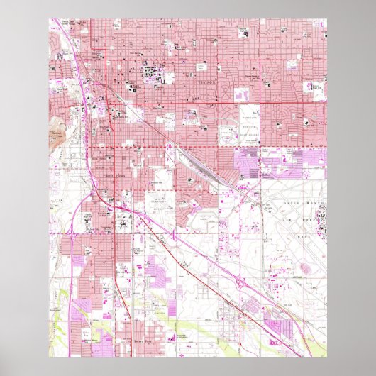  kaart van Tucson Arizona (1957) Poster (Voorkant)