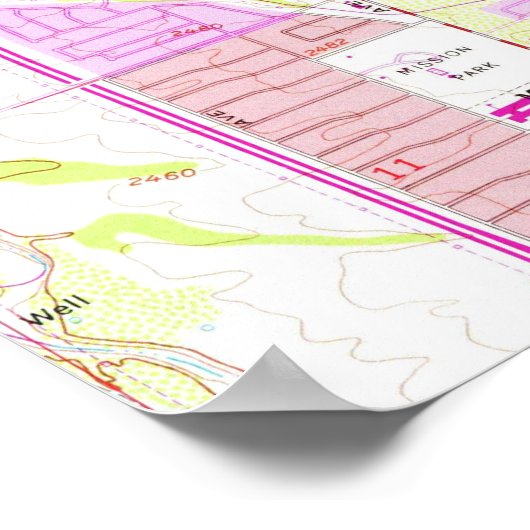 kaart van Tucson Arizona (1957) Poster (Hoek)