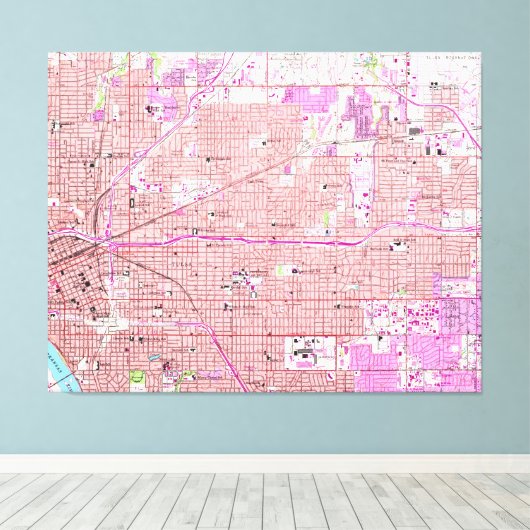  kaart van Tulsa Oklahoma (1954) Canvas Afdruk (Insitu (Houten vloer))