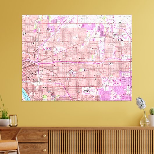  kaart van Tulsa Oklahoma (1954) Canvas Afdruk (Insitu (Woonkamer))