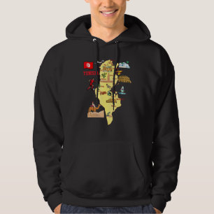 Kaart van Tunesië Landmerken Belangrijke Steden Vl Hoodie