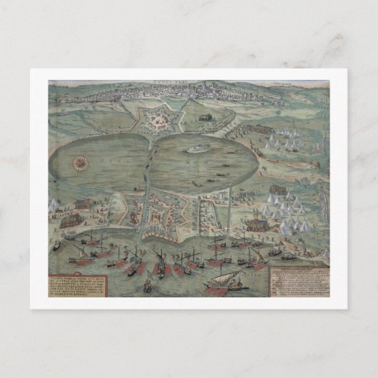 Kaart van Tunis, van "Civitates Orbis Terrarum" do (Voorkant)
