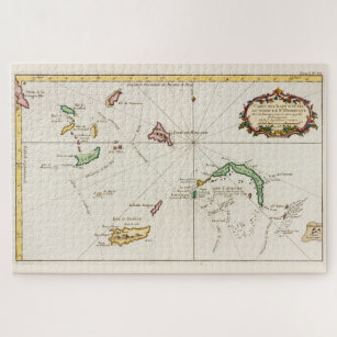  kaart van Turken en Caicoseilanden (1764) Legpuzzel