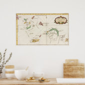 kaart van Turken en Caicoseilanden (1764) Poster (Keuken)