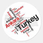 Kaart van Turkije Ronde Sticker (Voorkant)