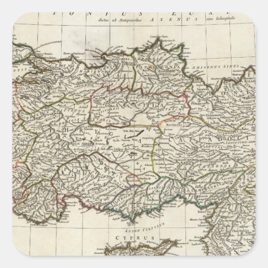 Kaart van Turkije Vierkante Sticker (Voorkant)