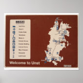 Kaart van Unst, Shetland Isles Ireland Poster (Voorkant)