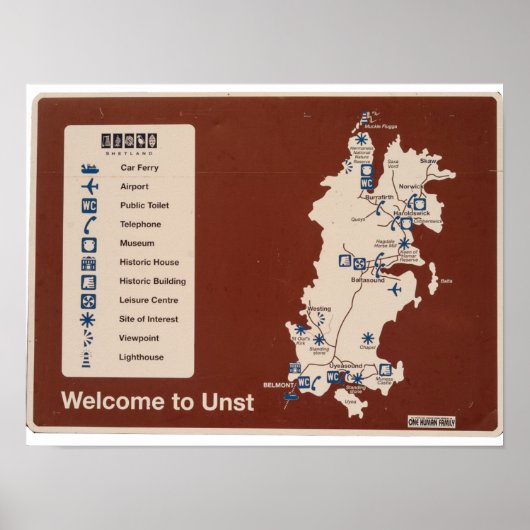 Kaart van Unst, Shetland Isles Ireland Poster (Voorkant)